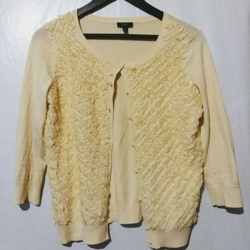 Talbots SILK Blend Yellow Cardigan Small